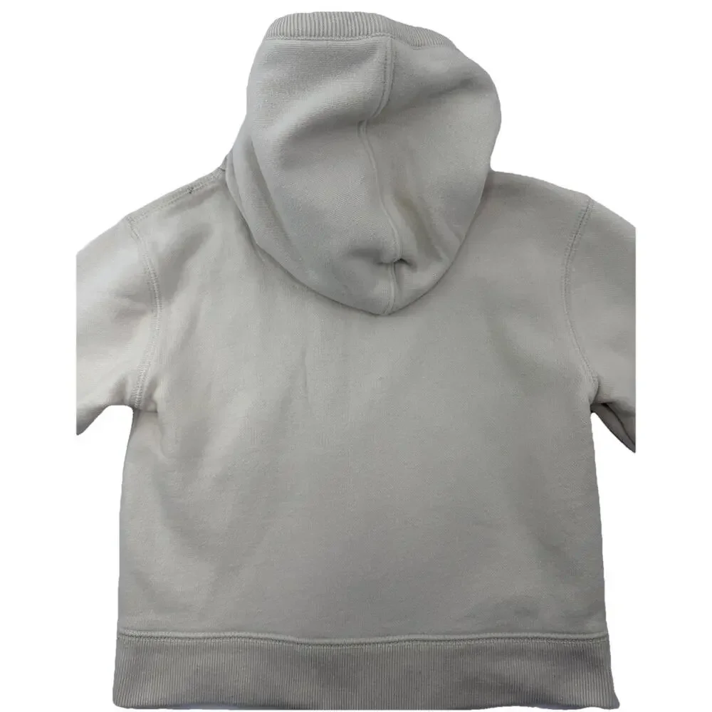 babyGap Toddler 3T Cream Zip Hoodie Blue Logo Letters Fleece‎ Lined EUC